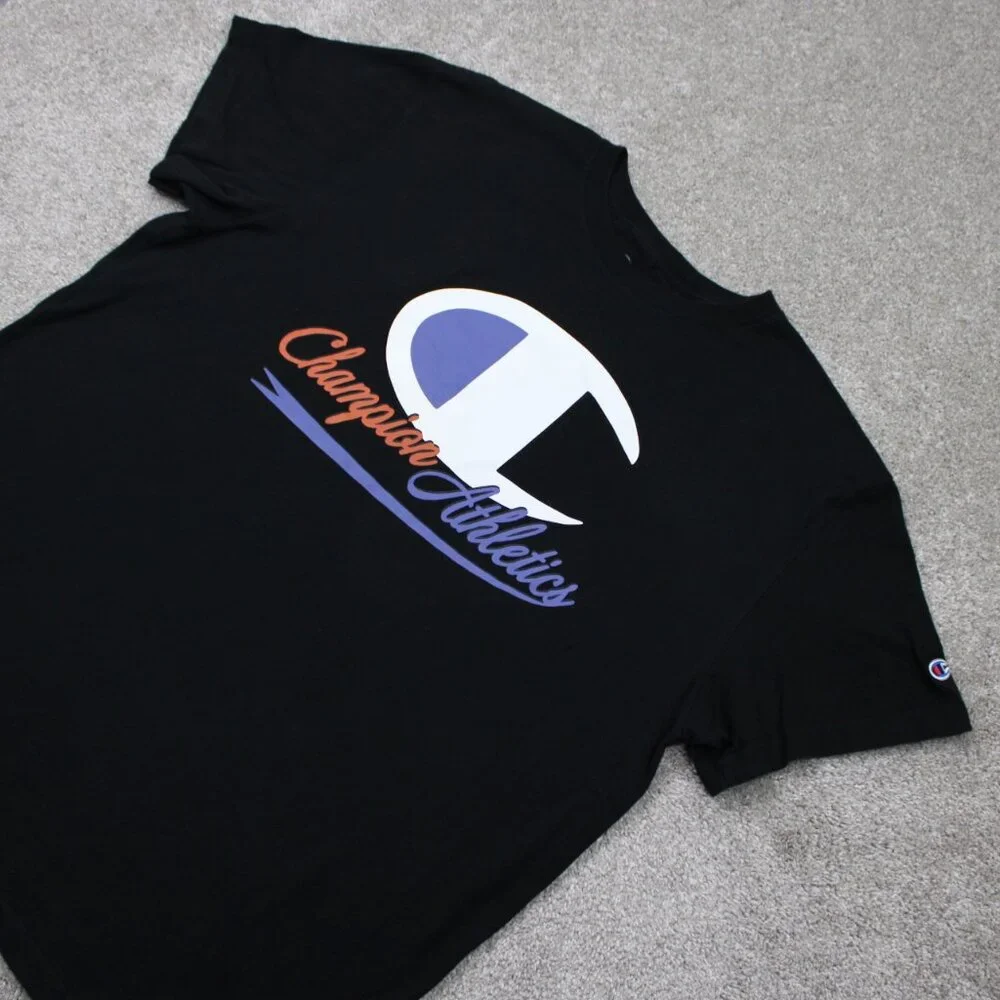 Champion Athletics Shirt Mens 2XB XXL-Big‎ Black Cotton Short Sleeve Pullover - Picture 3 of 12